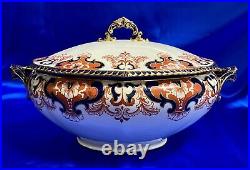 ANTIQUE Royal Crown Derby LARGE soup/veggie bowl W Lid SCALLOPED 1911 Porcelain