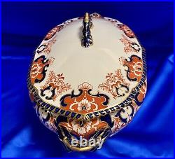 ANTIQUE Royal Crown Derby LARGE soup/veggie bowl W Lid SCALLOPED 1911 Porcelain