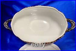 ANTIQUE Royal Crown Derby LARGE soup/veggie bowl W Lid SCALLOPED 1911 Porcelain