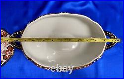 ANTIQUE Royal Crown Derby LARGE soup/veggie bowl W Lid SCALLOPED 1911 Porcelain