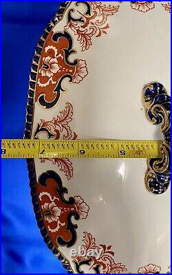 ANTIQUE Royal Crown Derby LARGE soup/veggie bowl W Lid SCALLOPED 1911 Porcelain