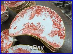 Älteres, umfangreiches Speiseservice, ROYAL CROWN DERBY, Red Aves, rote Vögel
