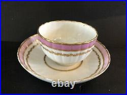 Antique 1790 Derby Porcelain puce color with lot number tea bowl cup saucer rare