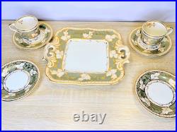 Antique 1820 Royal Crown Derby Porcelain Tea Dessert Set Tray Cups Saucers Rare