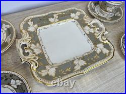 Antique 1820 Royal Crown Derby Porcelain Tea Dessert Set Tray Cups Saucers Rare