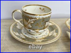 Antique 1820 Royal Crown Derby Porcelain Tea Dessert Set Tray Cups Saucers Rare