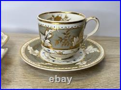 Antique 1820 Royal Crown Derby Porcelain Tea Dessert Set Tray Cups Saucers Rare