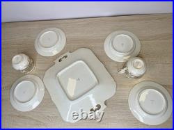 Antique 1820 Royal Crown Derby Porcelain Tea Dessert Set Tray Cups Saucers Rare