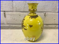 Antique 1891 Royal Crown Derby Yellow Porcelain Vase w Gold Floral Decoration