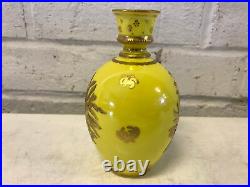 Antique 1891 Royal Crown Derby Yellow Porcelain Vase w Gold Floral Decoration