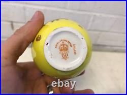 Antique 1891 Royal Crown Derby Yellow Porcelain Vase w Gold Floral Decoration