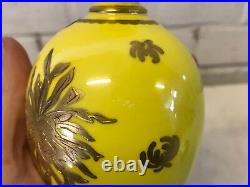 Antique 1891 Royal Crown Derby Yellow Porcelain Vase w Gold Floral Decoration