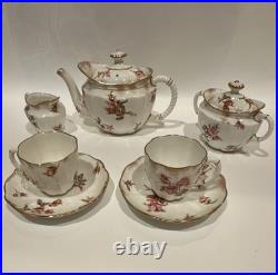 Antique 1893 Royal Crown Derby Tea Set Teapot Sugar Creamer Pattern 3691 Rose 7p
