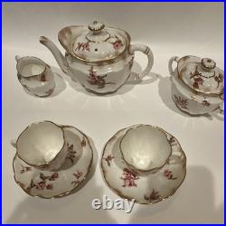 Antique 1893 Royal Crown Derby Tea Set Teapot Sugar Creamer Pattern 3691 Rose 7p