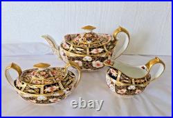 Antique 1927 Royal Crown Derby Traditional Imari 2451 Teapot Creamer Sugar Set