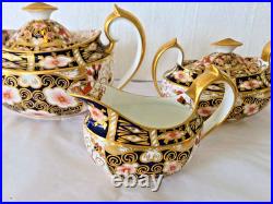 Antique 1927 Royal Crown Derby Traditional Imari 2451 Teapot Creamer Sugar Set