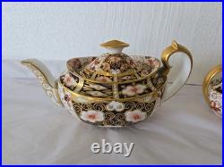 Antique 1927 Royal Crown Derby Traditional Imari 2451 Teapot Creamer Sugar Set
