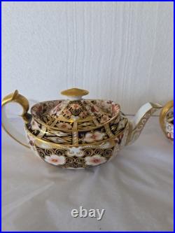 Antique 1927 Royal Crown Derby Traditional Imari 2451 Teapot Creamer Sugar Set