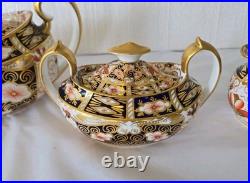 Antique 1927 Royal Crown Derby Traditional Imari 2451 Teapot Creamer Sugar Set
