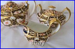 Antique 1927 Royal Crown Derby Traditional Imari 2451 Teapot Creamer Sugar Set