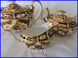 Antique 1927 Royal Crown Derby Traditional Imari 2451 Teapot Creamer Sugar Set