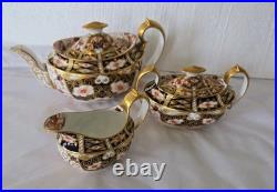 Antique 1927 Royal Crown Derby Traditional Imari 2451 Teapot Creamer Sugar Set