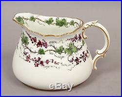 Antique 19c English Royal Crown Derby Grapes & Vines Porcelain Tea Set with Tray