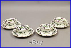 Antique 19c English Royal Crown Derby Grapes & Vines Porcelain Tea Set with Tray