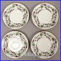 Antique 19c English Royal Crown Derby Grapes & Vines Porcelain Tea Set with Tray