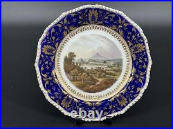 Antique Bloor Derby Scenic Cobalt Blue Cabinet Plate, View In Italy 1825-1848