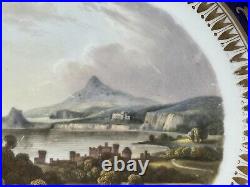 Antique Bloor Derby Scenic Cobalt Blue Cabinet Plate, View In Italy 1825-1848