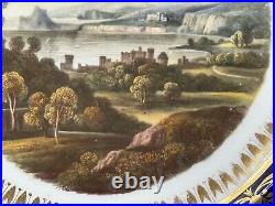 Antique Bloor Derby Scenic Cobalt Blue Cabinet Plate, View In Italy 1825-1848