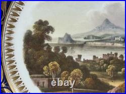 Antique Bloor Derby Scenic Cobalt Blue Cabinet Plate, View In Italy 1825-1848