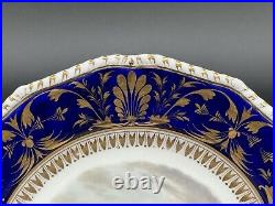 Antique Bloor Derby Scenic Cobalt Blue Cabinet Plate, View In Italy 1825-1848