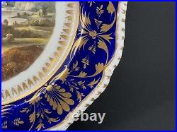 Antique Bloor Derby Scenic Cobalt Blue Cabinet Plate, View In Italy 1825-1848