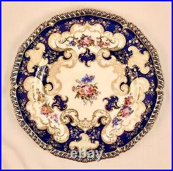 Antique Crown Derby Plate, Hand Painted, Cobalt Blue, A, B