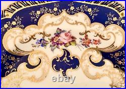 Antique Crown Derby Plate, Hand Painted, Cobalt Blue, A, B