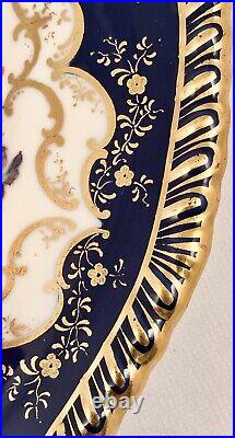 Antique Crown Derby Plate, Hand Painted, Cobalt Blue, A, B