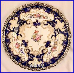 Antique Crown Derby Plate, Hand Painted, Cobalt Blue, A, B