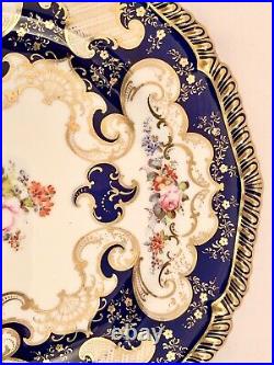 Antique Crown Derby Plate, Hand Painted, Cobalt Blue, A, B