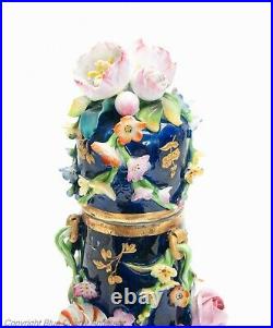 Antique Derby Porcelain Flower Encrusted Bottle Vase, Bloor Period c1830