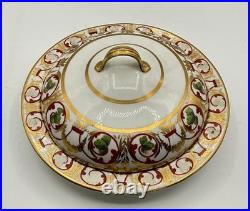Antique (Early 1800s) ROYAL CROWN DERBY England Red & Gold Covered Serving Dish