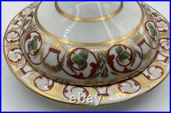 Antique (Early 1800s) ROYAL CROWN DERBY England Red & Gold Covered Serving Dish
