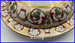 Antique (Early 1800s) ROYAL CROWN DERBY England Red & Gold Covered Serving Dish