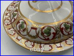 Antique (Early 1800s) ROYAL CROWN DERBY England Red & Gold Covered Serving Dish