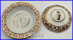 Antique (Early 1800s) ROYAL CROWN DERBY England Red & Gold Covered Serving Dish