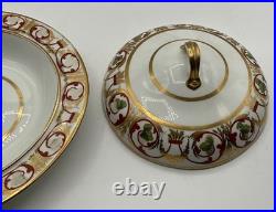 Antique (Early 1800s) ROYAL CROWN DERBY England Red & Gold Covered Serving Dish