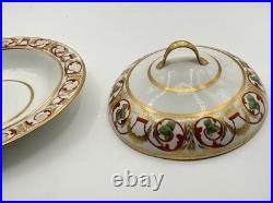 Antique (Early 1800s) ROYAL CROWN DERBY England Red & Gold Covered Serving Dish