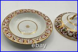 Antique (Early 1800s) ROYAL CROWN DERBY England Red & Gold Covered Serving Dish