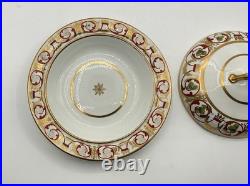 Antique (Early 1800s) ROYAL CROWN DERBY England Red & Gold Covered Serving Dish